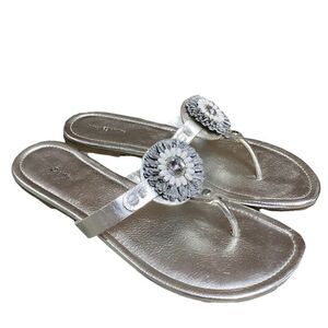 Lindsay Phillips Silver Rosie Switch Flops Flip Flops Size 10